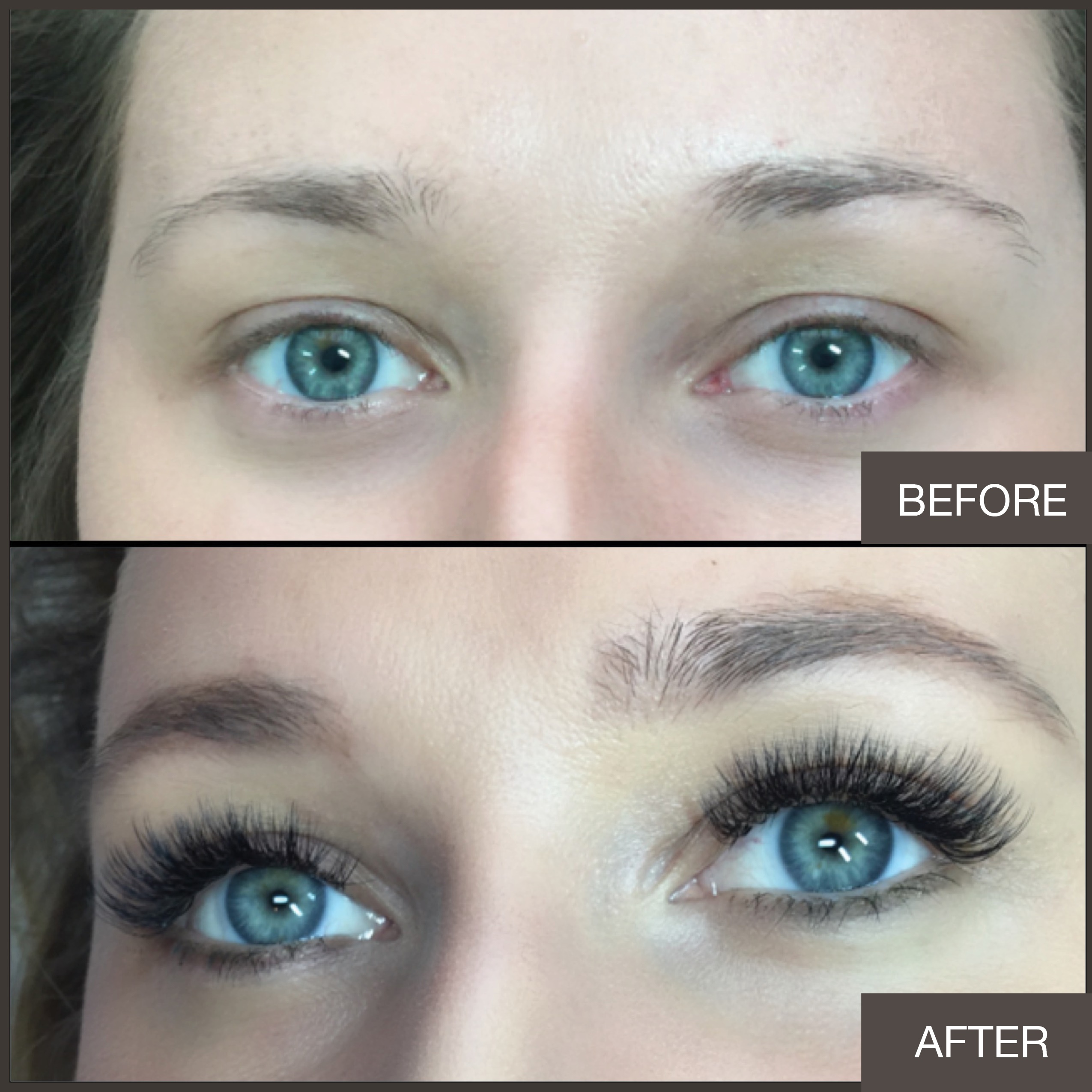 Before and after american volume Lashes by Lindsey Rae Joslyn-Rohner